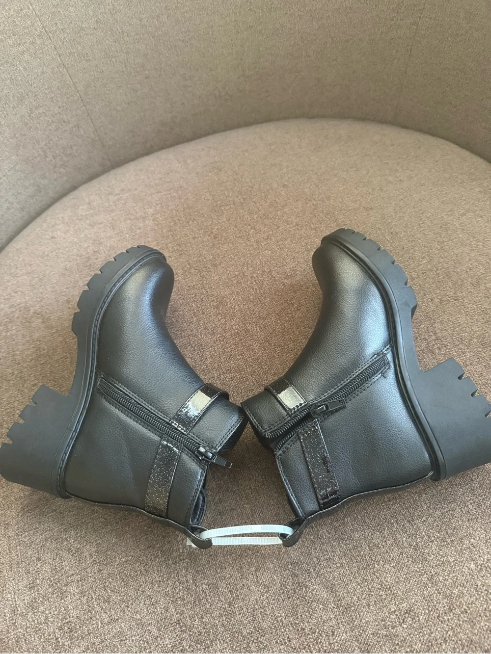 MIA Black Ankle Booties with Glitter Buckle Strap
